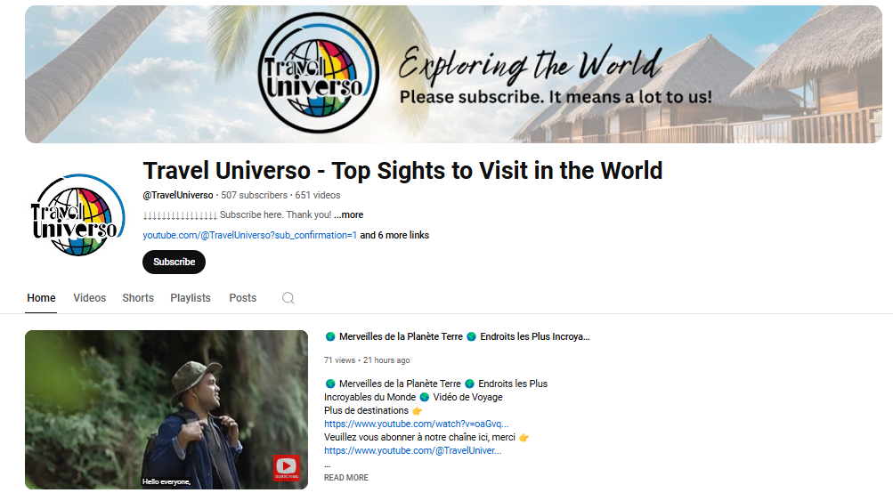 Travel Universo YouTube Channel